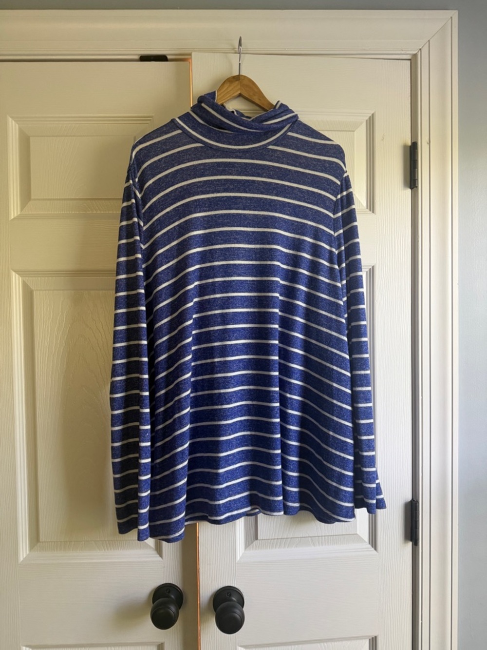 Lane Bryant Blue and White Striped Turtleneck Sweater Top